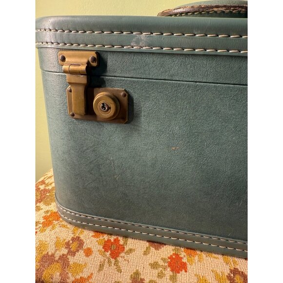 Vintage 50's Skyway Tain Case Suit Case Blue Green - Picture 13 of 16